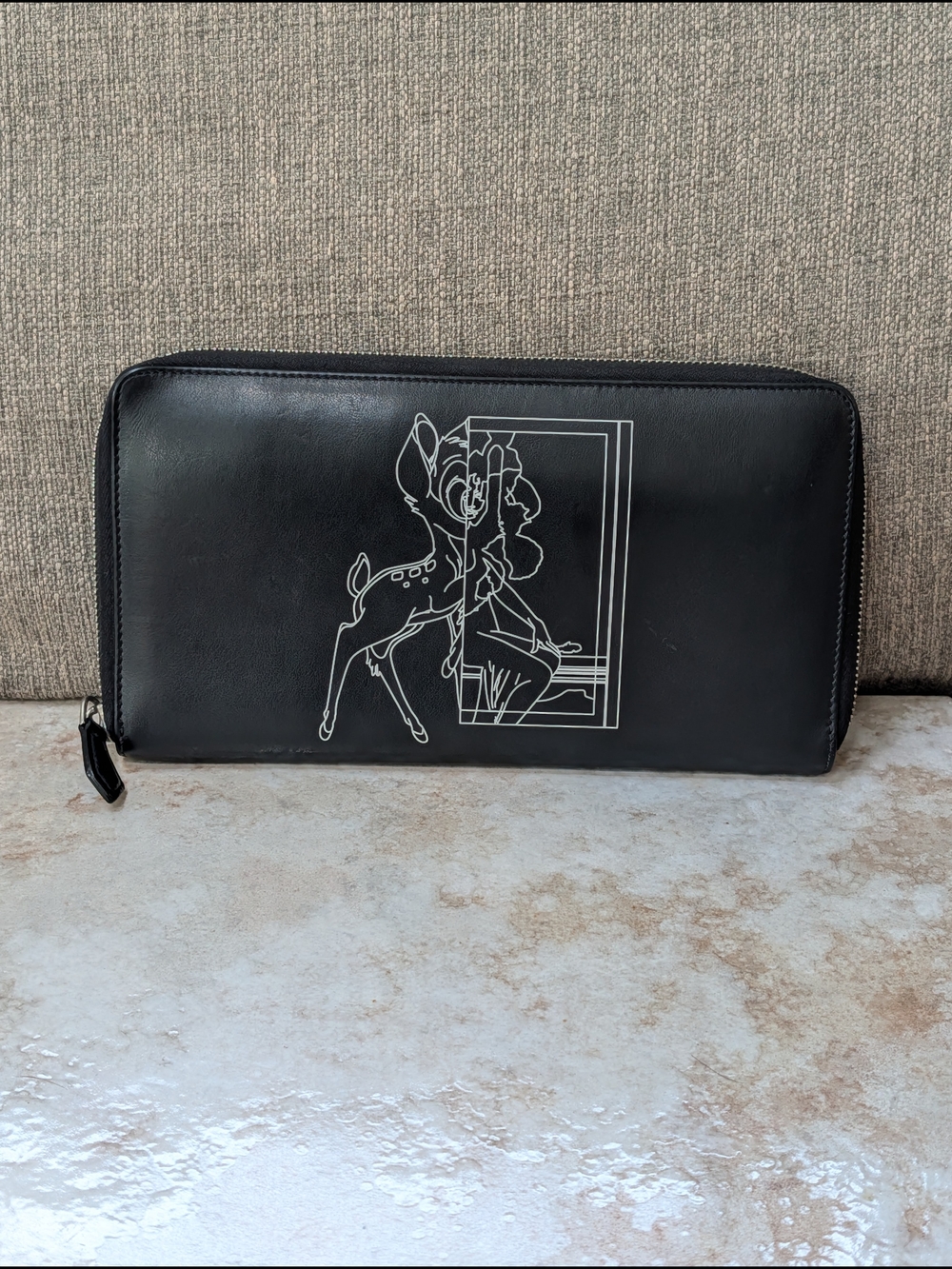 Givenchy Bambi Zip Coin Leather Wallet Clutch Black w COA